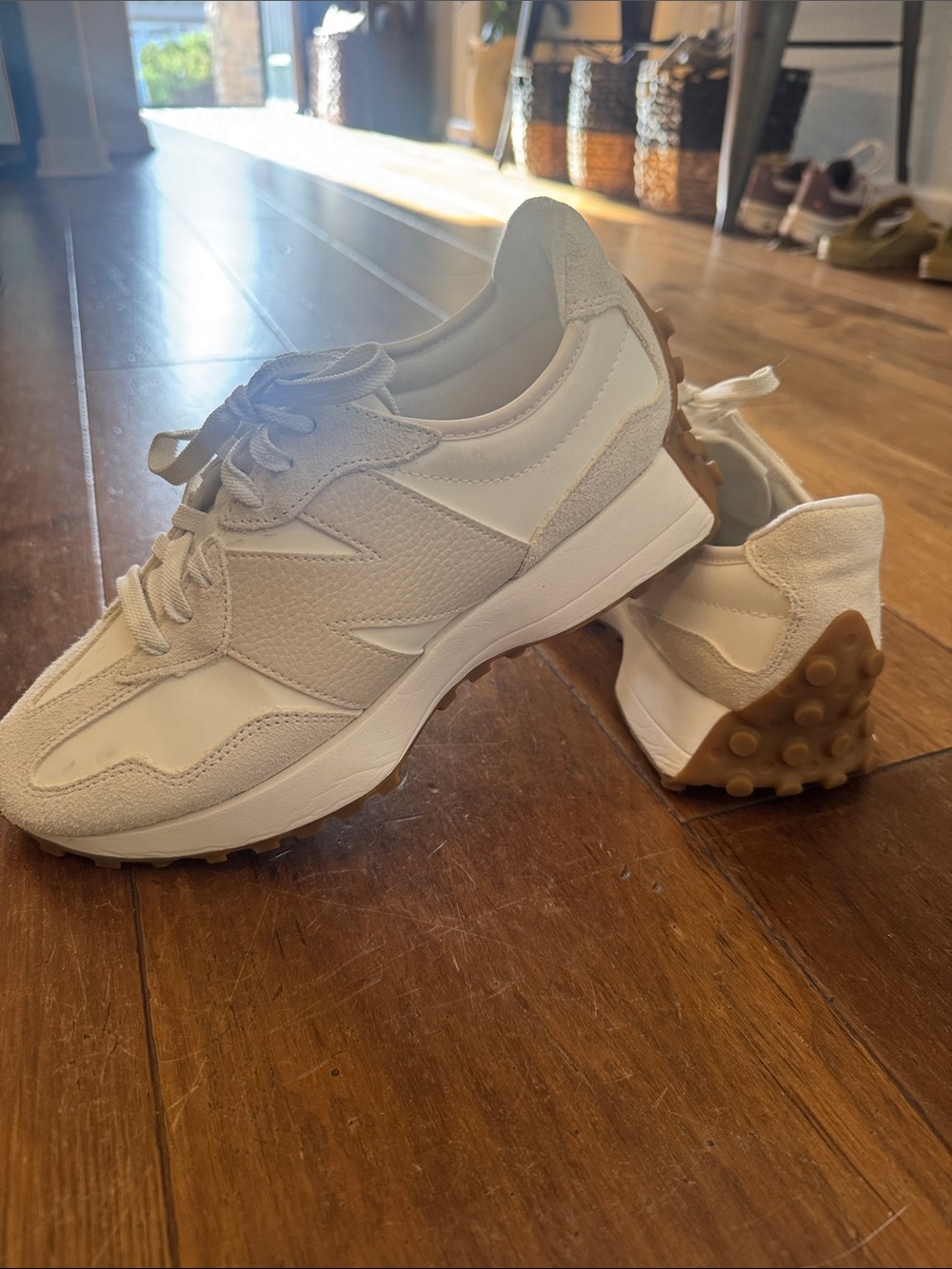New Balance Cream and White Women’s Retro Runner Sneakers